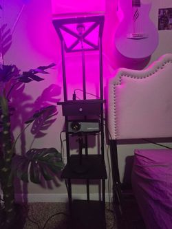 Set of 2 Black Floor Lamp Side Tables with USB Ports & Power Outlets