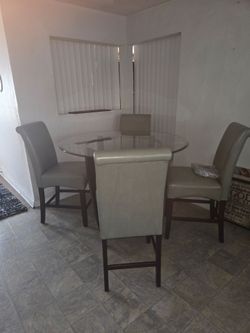 Round Glass Top Counter Height Dining Set