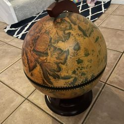 Conyu Globe Wine Bar Tabletop Wine Rack Bar Cabinet Solid Eucalyptus Wood