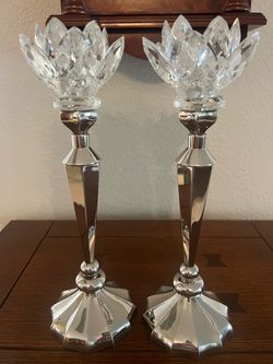 Vintage Godinger silver plated crystal candlesticks