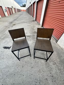 Set of 2 Modern Wood and Metal Dining Chairs