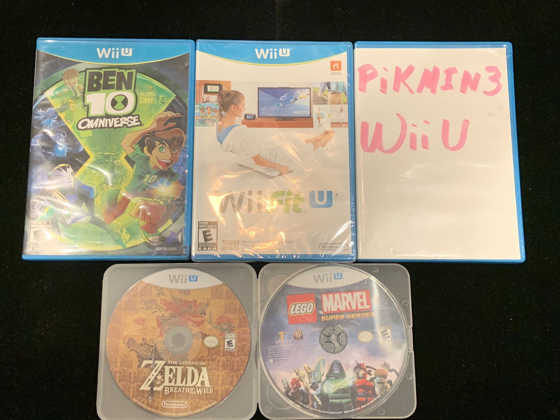 Nintendo Wii U Game Lot(5 Games)ZELDA PIKMIN 3 LEGO MARVEL BEN 10 WII FIT