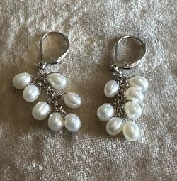 Blue Water Pearl Earrings.925 Sterling Silver, 1.5” Total Length