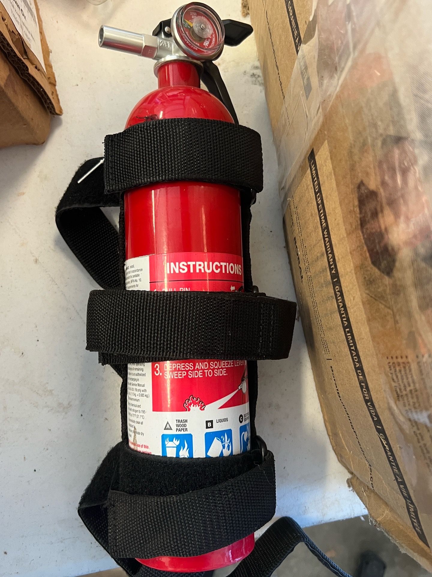 Fire Extinguisher with Velcro holder