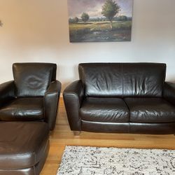 Natuzzi Loveseat and Chair With Ottoman 