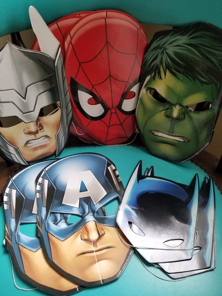 Marvel / DC Birthday Party Costume Dress Up Masks , Spiderman, Hulk, Batman, etc 15 Masks