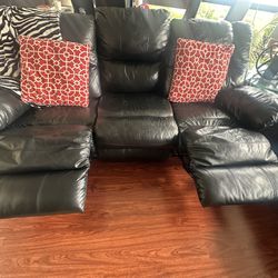 Leather Recliner Sofa Set (2)