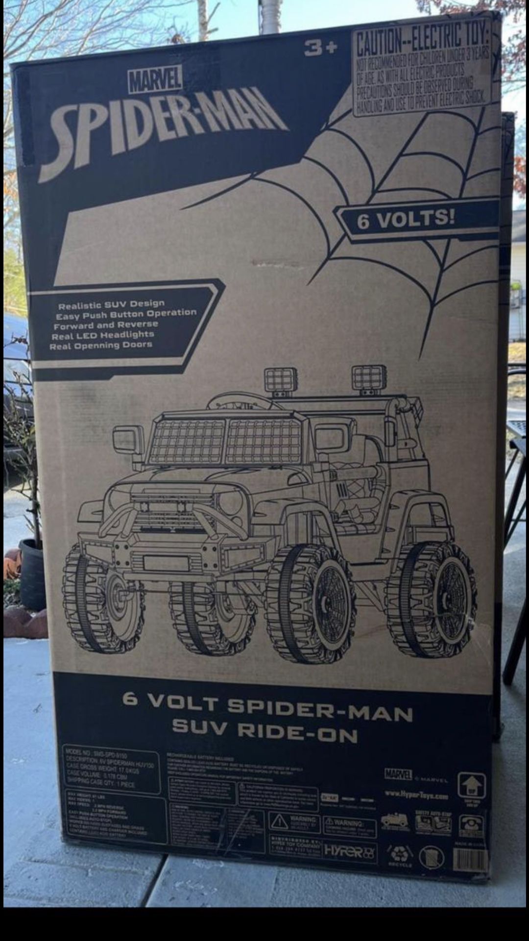 BRAND NEW KIDS MARVEL SPIDER MAN 6VOLT RIDE ON TOY