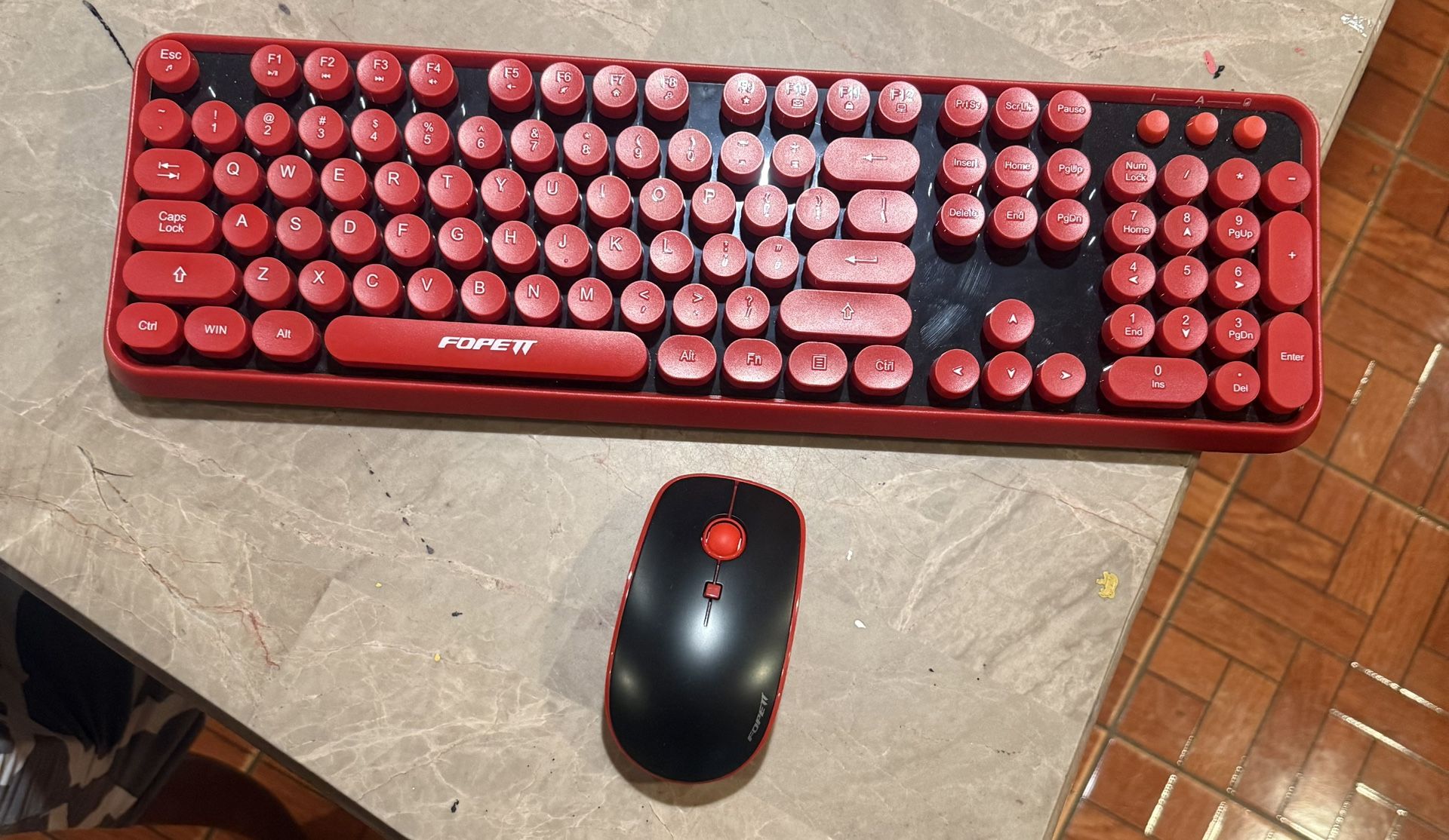 Bluetooth Mouse And Keyboard Red