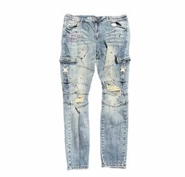 THRT jeans with purple paint splatter - size 40