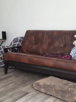 Brown leather futon-full sz bed