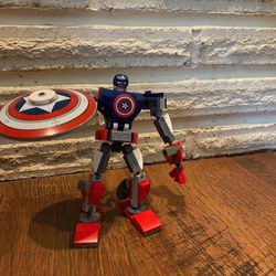 Captain America Lego figure with shield