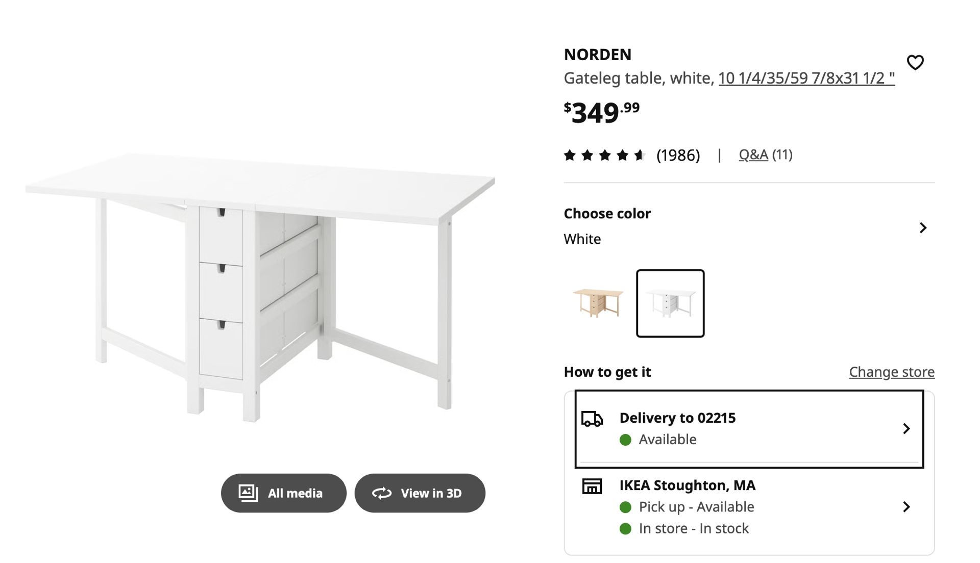 Ikea Norden Gateleg Table