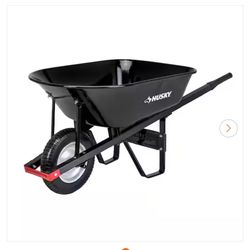 Husky 6 cu. ft. Steel Wheelbarrow with 8 in. Flat-Free Tires