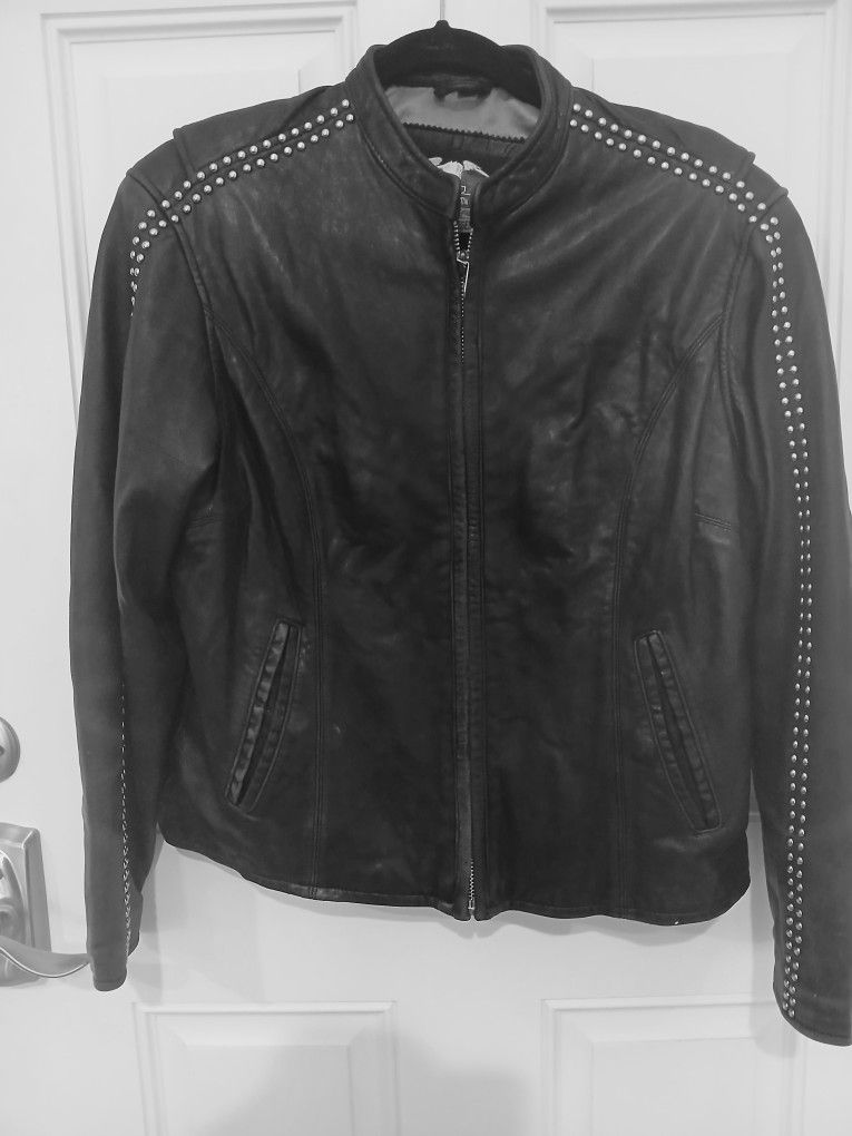 Beautiful HD Soft Leather Motorcycle Women's Jacket M
