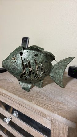 Metal Fish Sculpture Candle Holder