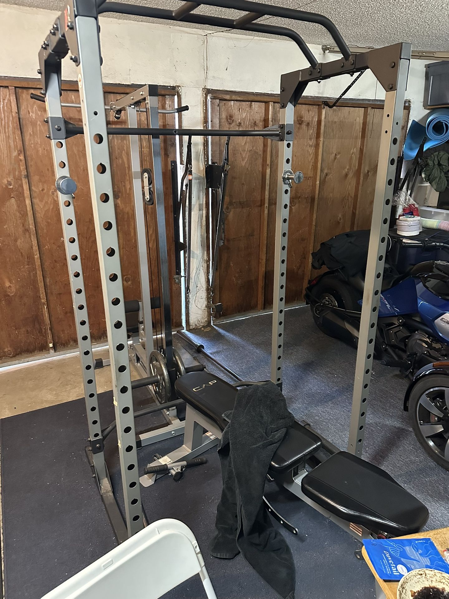 Gym Equipment, Weights, Barbells, Safety Cage, More