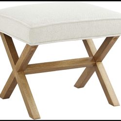 amazon Basics Modern Polyester Foot Stool 18"D x 19.8"W x 18.3"H, Ivory - (READ)