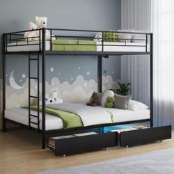 Full Over Full Bunk Bed With Two Storage Drawers