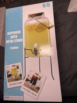 Glass Dispenser With Metal Stand 