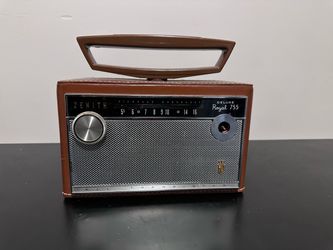 Zenith Deluxe Royal 755 All Transistor AM Radio Top Grain Leather Bound Working