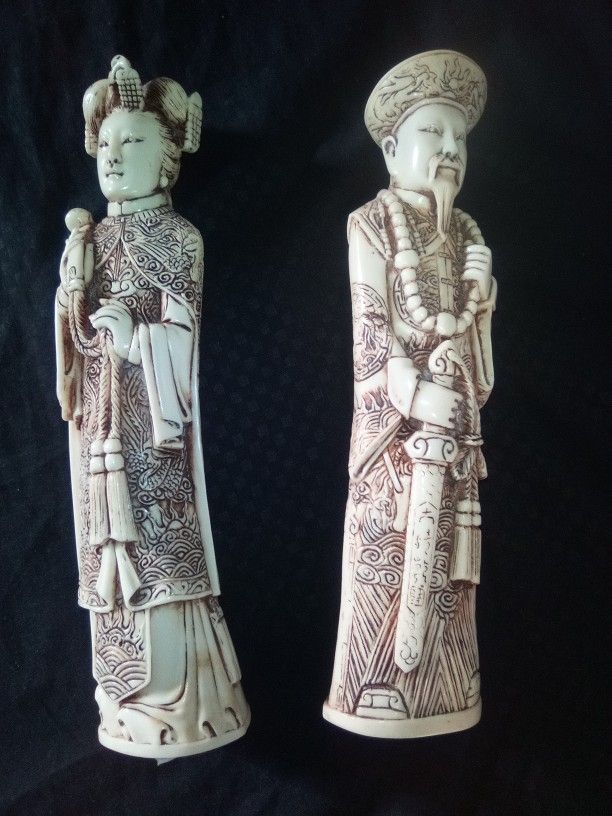 Vintage Asian Carved Resin Statues