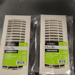 2 White 4x10 Resin Floor Registers/Vents