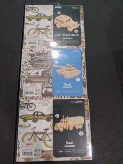 3 unopened wooden 3d puzzles