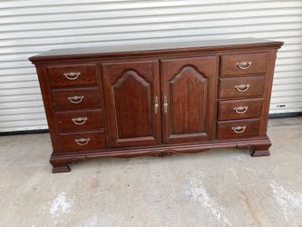  Dresser Cherry 74” Country French Double Door 8 Drawers Cherry material. 