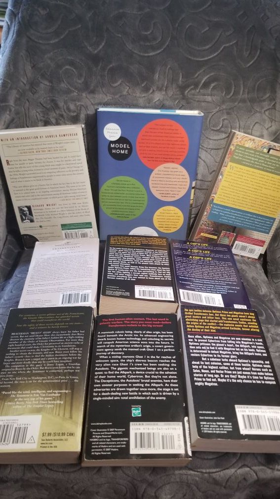 Transformers (3 books) A Cop's Life, Model Home(Native Son, Frankenstein, How to Read Literature like a Professor has been sold)