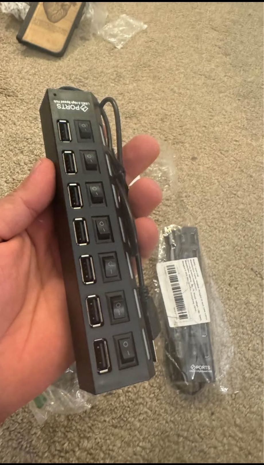 USB Hub, 7 Port USB 2.0 Hub LED Portable High-Speed Compatible for iMac Pro, MacBook Air, Mac Mini/Pro, Surface Pro, PC and Laptop Pick up or fast 2