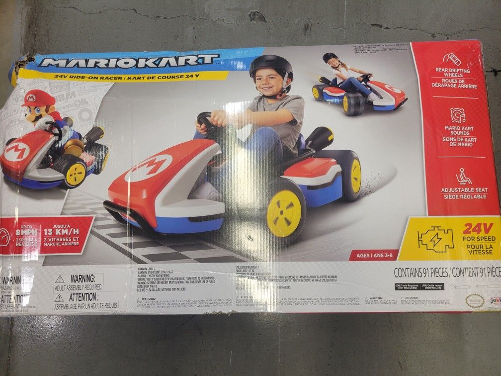 New Super Mario Kart Deluxe Kids Ride On 24V Battery Powered Electric Car Toy