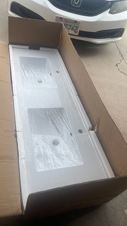 White double sink vanity top
