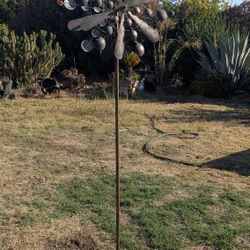 Tall Metal Garden Wind Spinner - Dual Direction Kinetic Yard Art Sculpture

