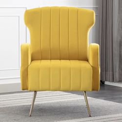 Wingback Accent Chair,Velvet Upholstered Armchair Single Modern Sofa