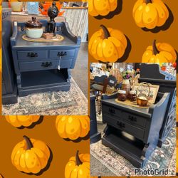 Pair of newly refinished navy nightstands
