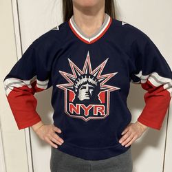 Vintage New York Rangers Liberty Jersey, Boys Size Small, Cropped