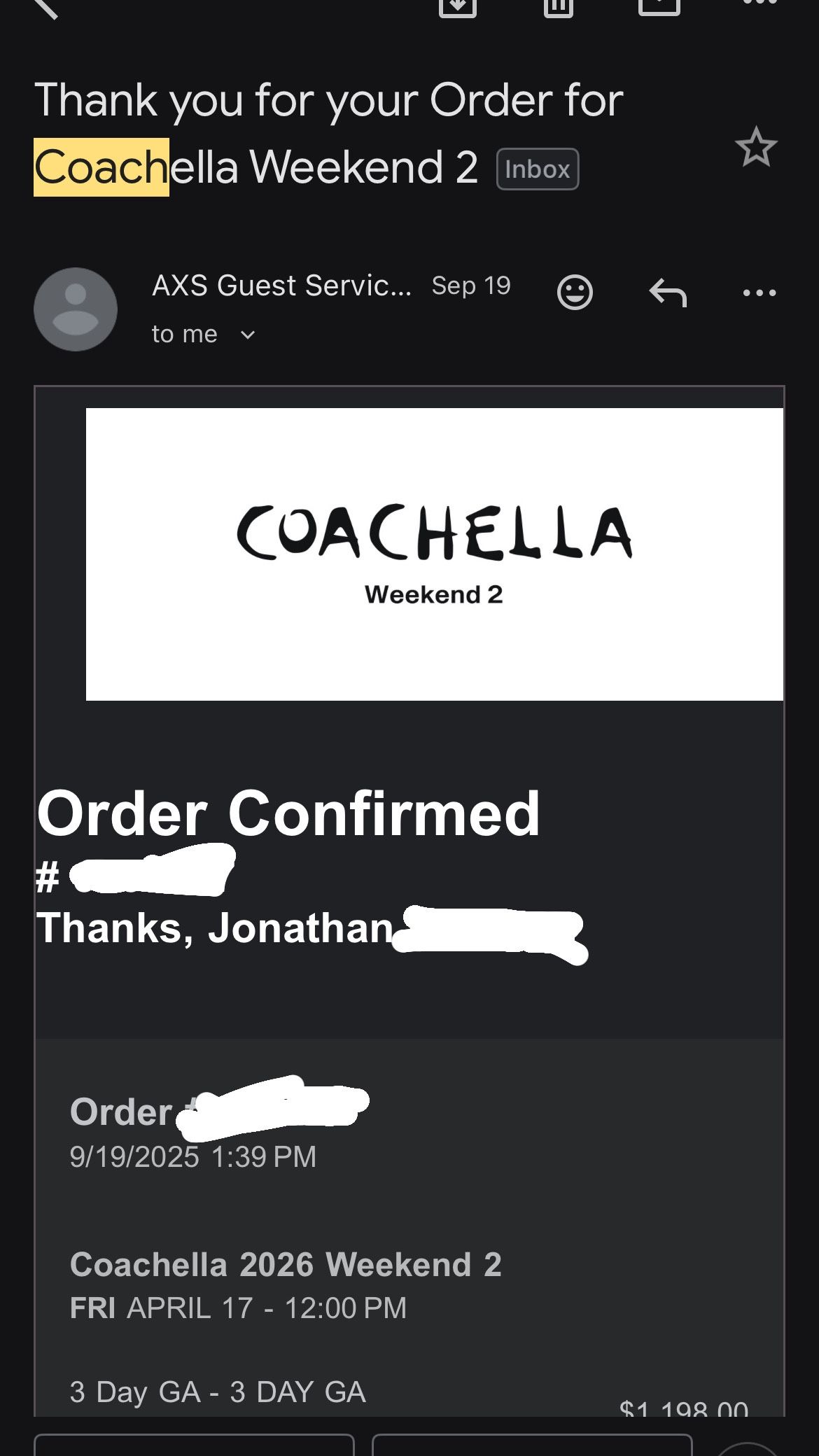 Coachella Weekend 2 GA