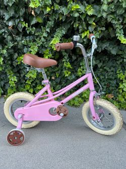 Kids Pink Bike with Training Wheels