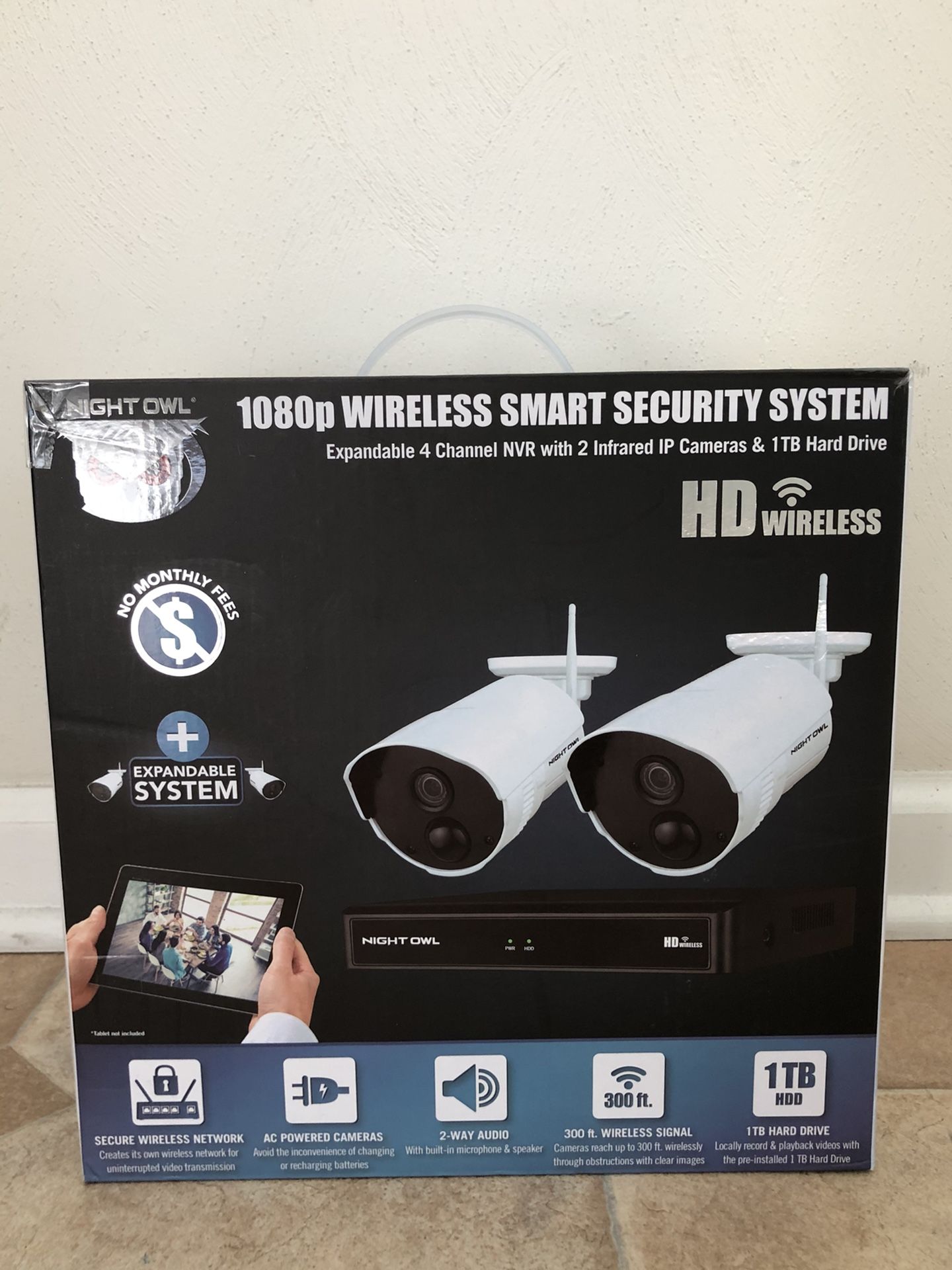 Brand New Night Owl WNVR201-42P-B 4 Channel 1080p Wireless Smart Security Hub with 2 x 1080p