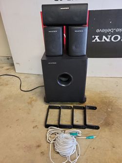 Monoprice 5.1 home theater speakers system with 100 watts powered subwoofer