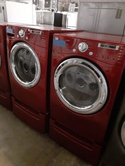 LG front load washer and electric dryer set with pedestal working perfectly with 4 months warranty