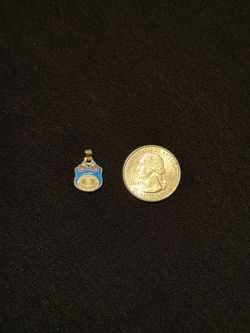 Stainless Steel Mini Coin Charm Labubu Style Pendant - Blue