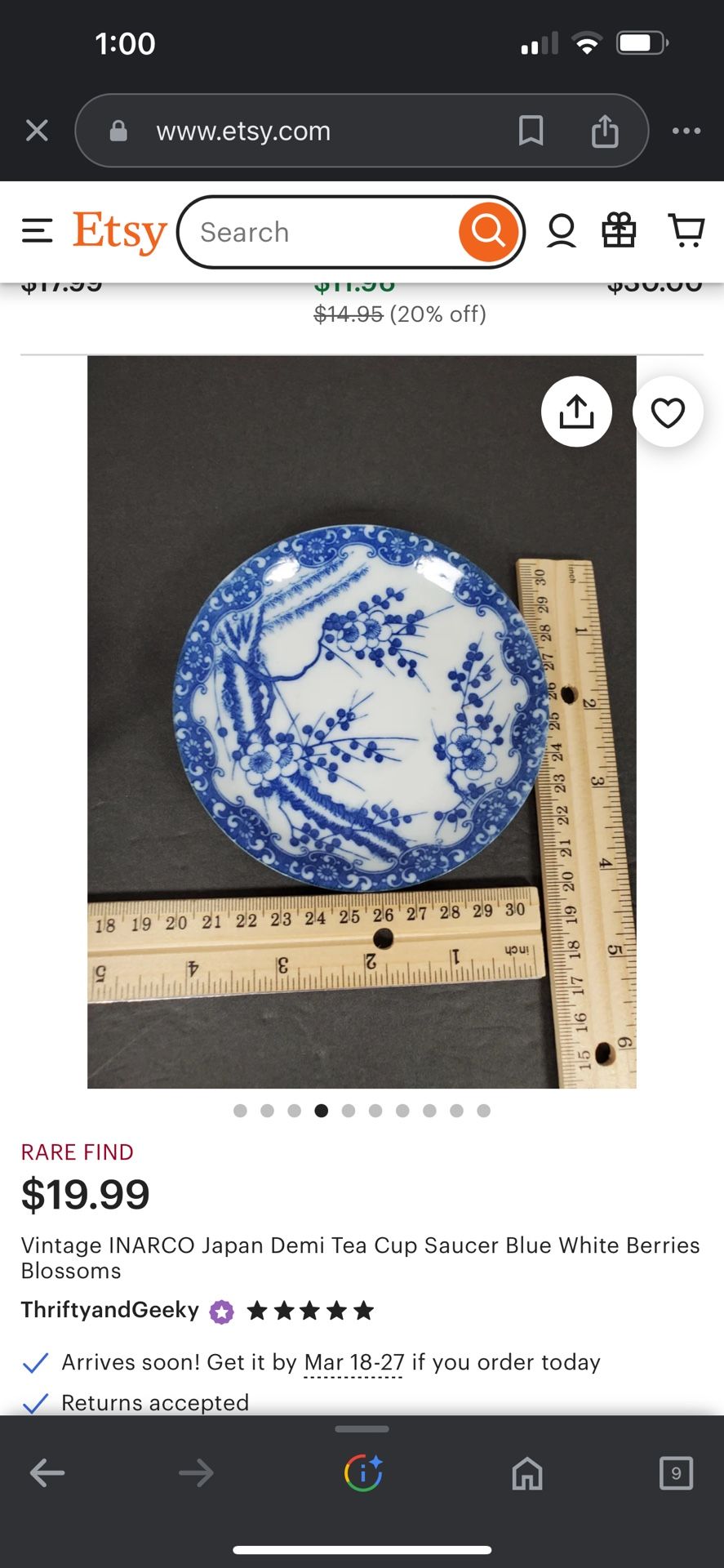 1 - Vintage INARCO Japan Demi Tea Cup Saucer