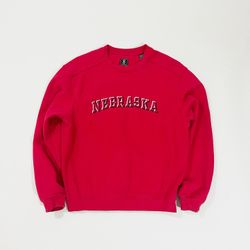 Vintage Red Nebraska Embroidered Sweatshirt Cornhuskers NCAA Football Size S