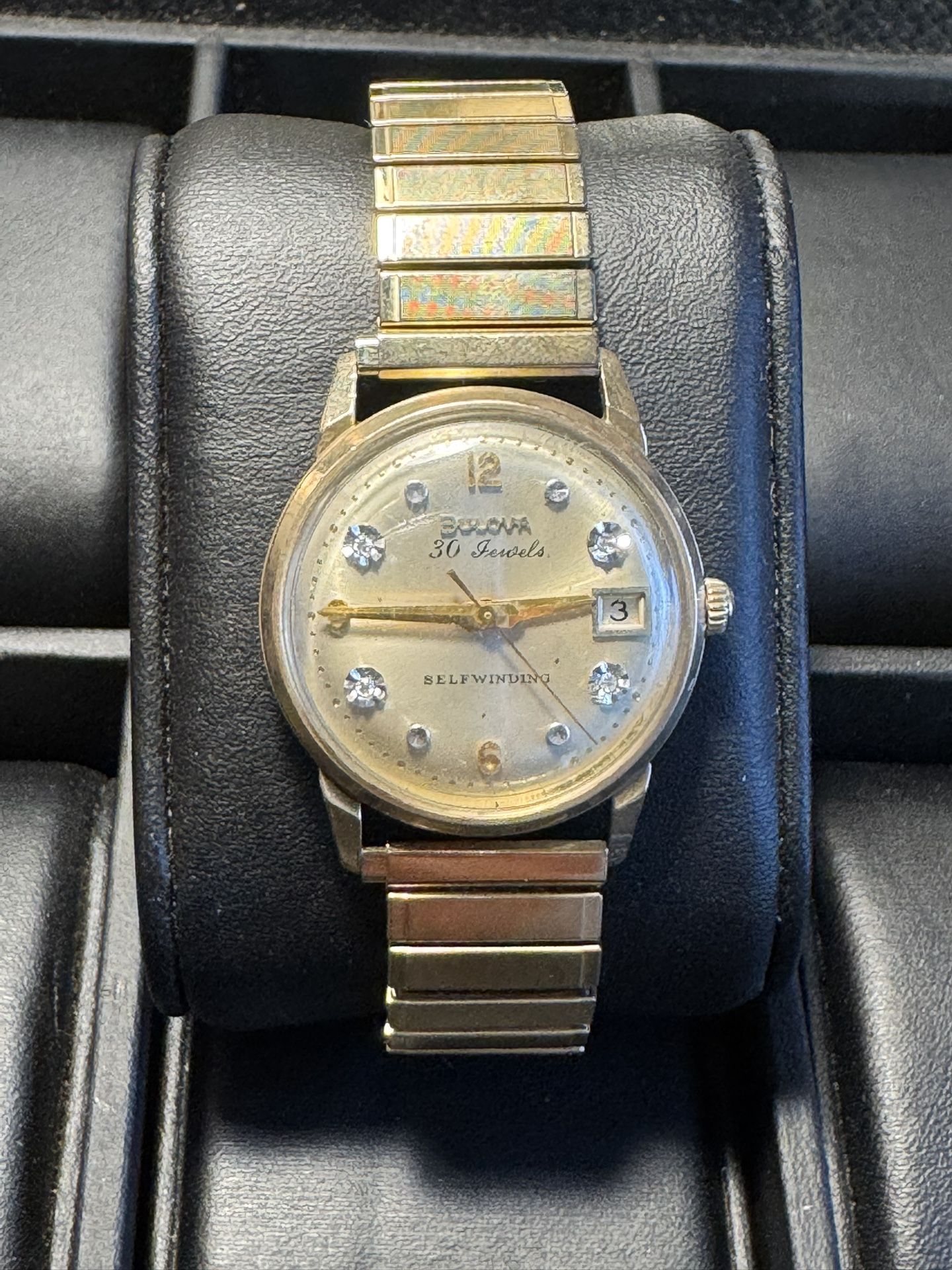 Vintage 1956 Bulova 30 Jewels Automatic Watch | Diamond Dial | 10K Gold Filled | Self-Winding
