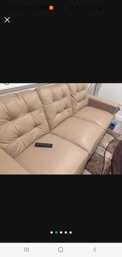 Beige Genuine Leather Couch, DOWN the Price!