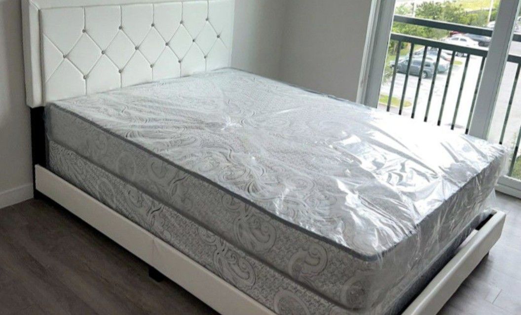 Queen Size BED FRAME WITH MATTRESS NEW BEDROOM FURNITURE QUEEN MATTRESS AND BEDFRAME