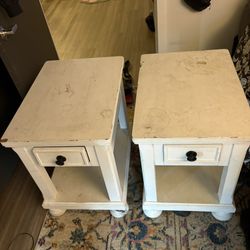 2 White Wood End Tables (pair)