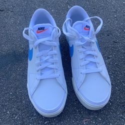 Nike shoes, White with Sky Blue Swoosh (size 7.5 Mens)